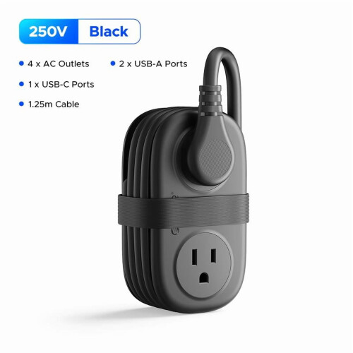 Πολύπριζο ταξιδιού ORICO: 4 πρίζες + 3 USB (1USB-C), καλώδιο 4 ποδιών, εγκεκριμένο για compact