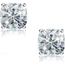 CZ stud earrings 18K white gold plated sterling silver