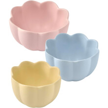 Flower Shaped Ceramic Handcrafted Mixing Bowl Set of 3, Microwave & Dishwasher Safe, for Baking, Cooking, Food Prep$$Home Decor, Kitchen, & Other