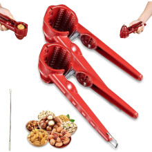 Heavy-duty multifunction nutcracker with non-slip handle, aluminum alloy, autonomous rebound—compatible with walnut, pecan, chestnut