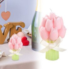 Bougie parfumée Bouquet de tulipes roses, bougie florale artisanale, bougie d'ambiance en cire de qualité supérieure, cadeau idéal pour la
