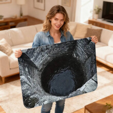 Covor 3D cu iluzie optică – Fântână antică din piatră întunecată, Găură de apă adâncă realistă, Preș antiderapant (20x32"), Decor