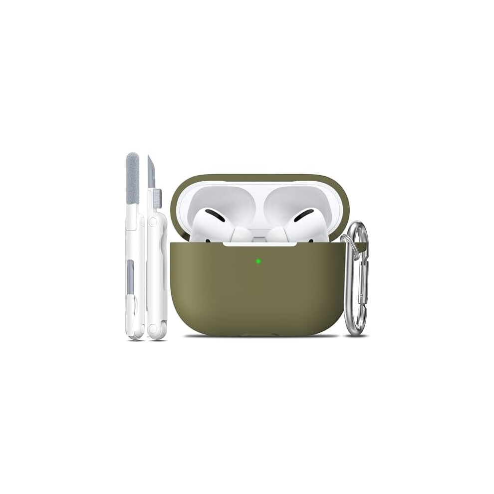 Green Olive Silicone Case For Airpods Pro 2Nd/1St Gen + Cleaner Kit & Keychain Â Compatible With Airpods Pro
