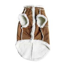 Varm vinterjacka med foder, väst och koppelring och fickor, mjuk jacka för liten medium (brun/beige XS XL)
