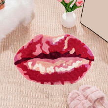 Valentine's Day Lip-Shaped Carpet – Red Washable Bathroom & Door Mat, Compatible with All Floors