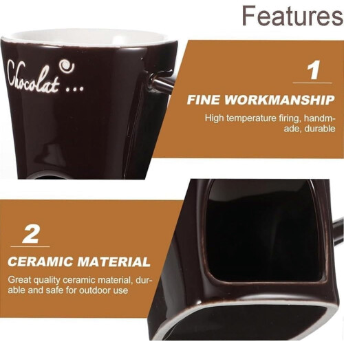 Keramik-Schokoladenfondue-Becher-Set mit 2 Gabeln 2