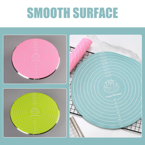 Non- Silicone Baking Mats, 3-Pack Assorted Colors, Reusable Cake Decorating Turntable Mats 1