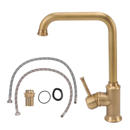 Rubinetto miscelatore per lavabo in ottone vintage con acqua calda e fredda. 1