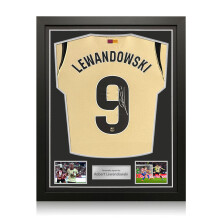 Robert Lewandowski Signed Barcelona 2025-26 Away Football Shirt. Standard Frame