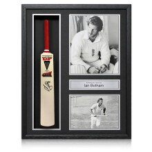 Ian Botham Signed Mini Attack Cricket Bat. Framed