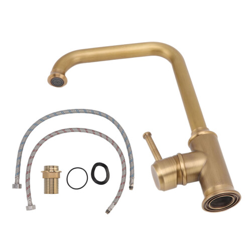 Rubinetto miscelatore per lavabo in ottone vintage con acqua calda e fredda. 2
