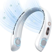 Neck Fan, Bladeless Portable Fan w/ 6000mAh Battery, LED Display, 360 Cooling, 3 Speeds, Quiet, Hands-Free – Compatible with USB Charging