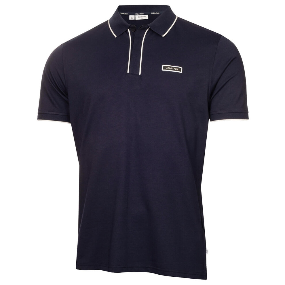 Calvin Klein (L, Navy) Mens Seafield Technical Moisture Wicking Golf Polo Shirt Blue
