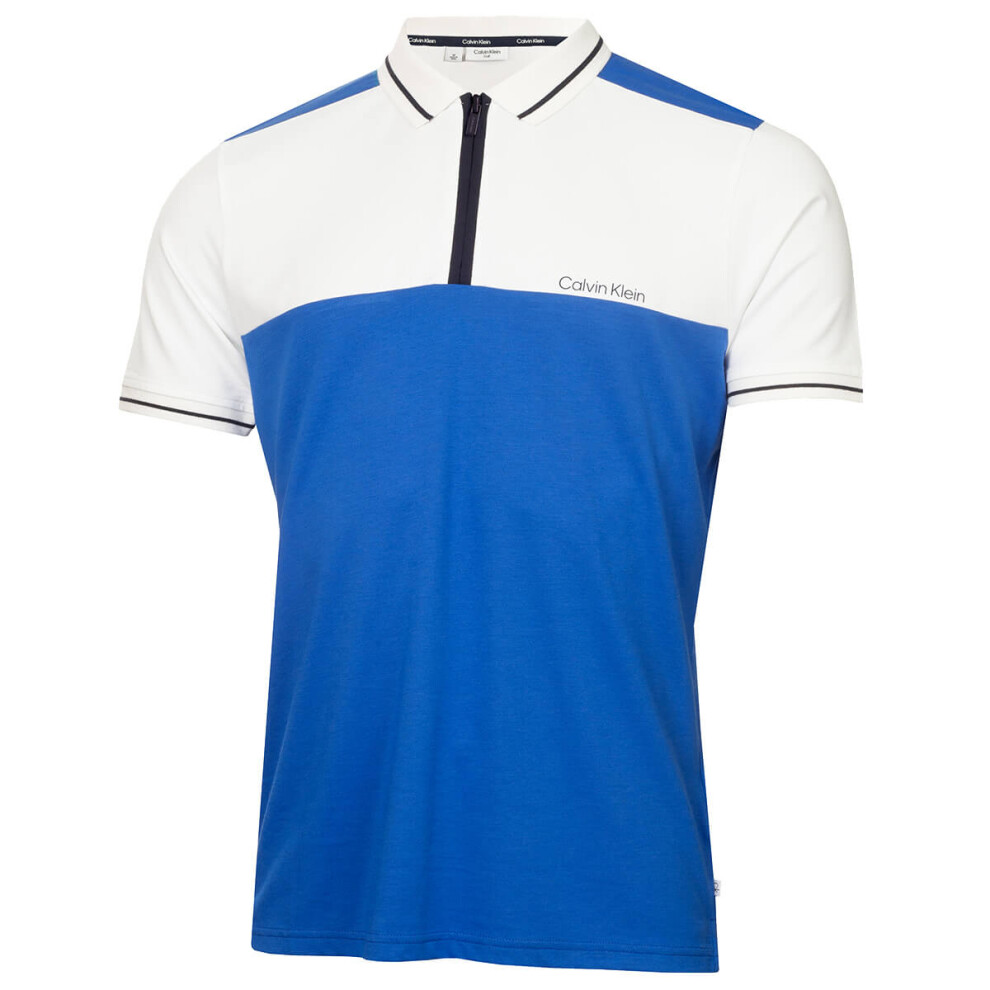 Calvin Klein (Xl, Saphire) Mens Springhill Colourblock Moisture Wicking Golf Polo Shirt