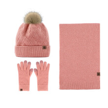 Winter knitted scarf hat gloves set for women and men