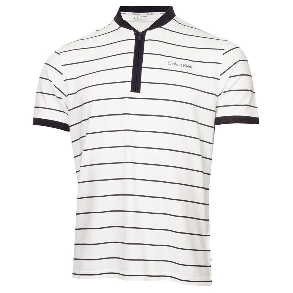 Calvin Klein (L, White) Mens Longacre Moisture Wicking Quick Drying Golf Polo Shirt