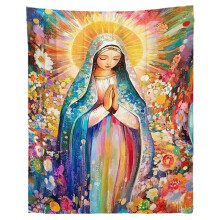 Manta de franela con la imagen de la Virgen María