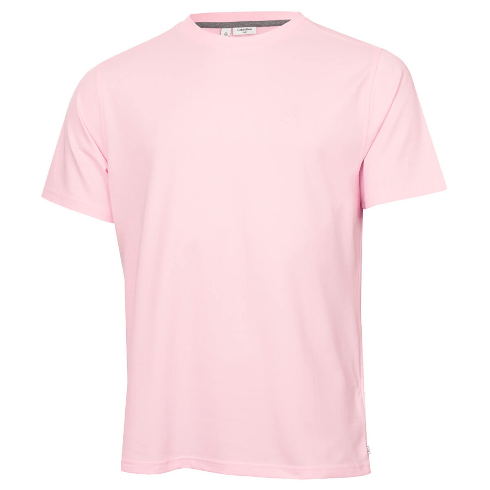 Calvin Klein (L, Babypink) Mens Uni Luxe Pique Stretch Breathable Technical T-Shirt