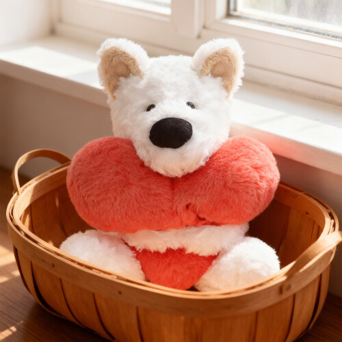 Peluche Saint-Valentin avec cœur 2026 Douce et moelleuse 2