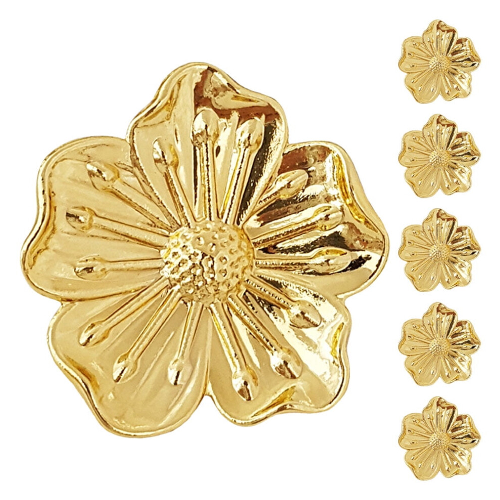 6-Pack Vintage Floral Cabinet Knobs In Golden Brass For Drawer Doors, Dresser Handles, And Furniture Hardware 9422877838332