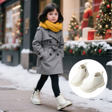 Toddler Boots,Girls British Style Short Boots Leather Soft Sole Ankle Boots Casual Shoes Warm,Girl Boots,5-5.5 Years,White