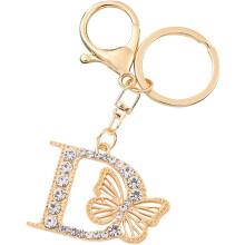 Keychain for Women Purse Charms for Handbags Crystal Alphabet Initial Letter Pendant with Key Ring
