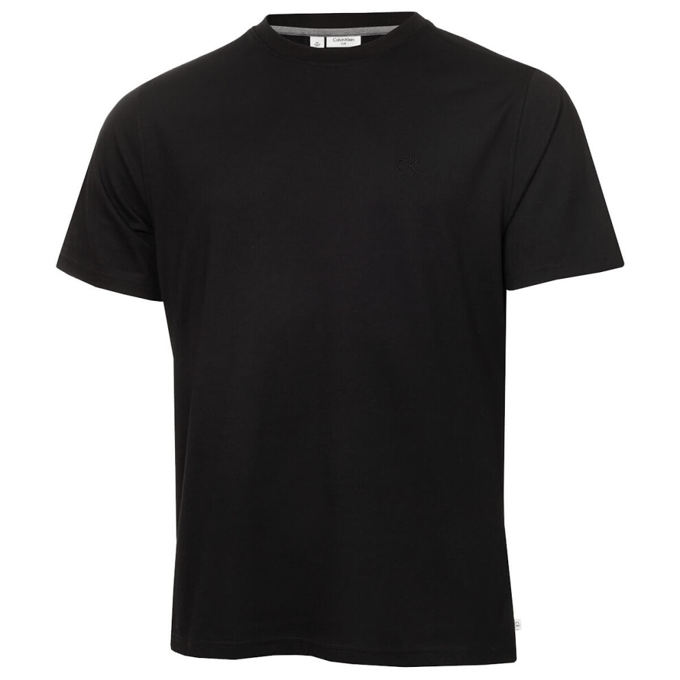 Calvin Klein (L, ) Mens Uni Luxe Pique Stretch Breathable Technical T-Shirt Black