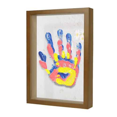 Family Handprint Kit Memory Frame with Paints Keepsake Craft Set(Brown) 1