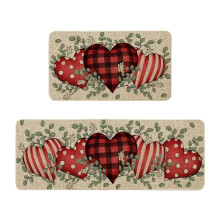 Romantic Red Hearts Kitchen Rug Set of 2 – Gradual Heart Love Anti-Fatigue Runner Mats for Valentine's Day, Laundry & Home Decor