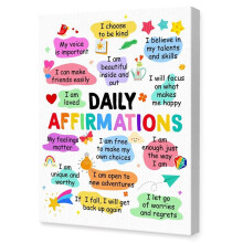 Leinwandbild mit positiven Affirmationen – Motivierende Dekoration für Teenager und Frauen, Inspirierende Zitate für Schlafzimmer/Büro