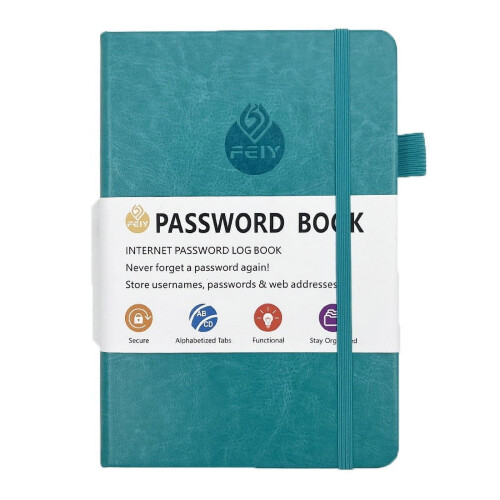 Password Book with Alphabetical Tabs, Lay-Flat Design, Pen Loop & Elastic Band – Compatible with Calaite 1