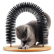 Cat Self Grooming Massager and Scratcher Toy, Bristle Ring Brush Cat Arch with Carpeted Base, Cat Scratchers for Indoor Cats