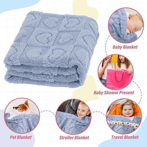 Heart Checkered Throw Blanket Light Gray 30x40 inches 2