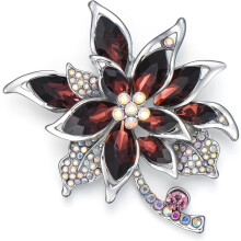 Violetti Hibiscus-rintaneula kristalleilla ja helmillä