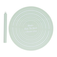 Silicone Dough Roller Set with Measurements, Non-Stick Rolling Pin and Mat for Baking Green