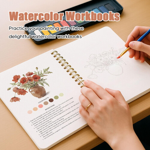 Cahier d'aquarelle avec 16 couleurs et pinceau 1