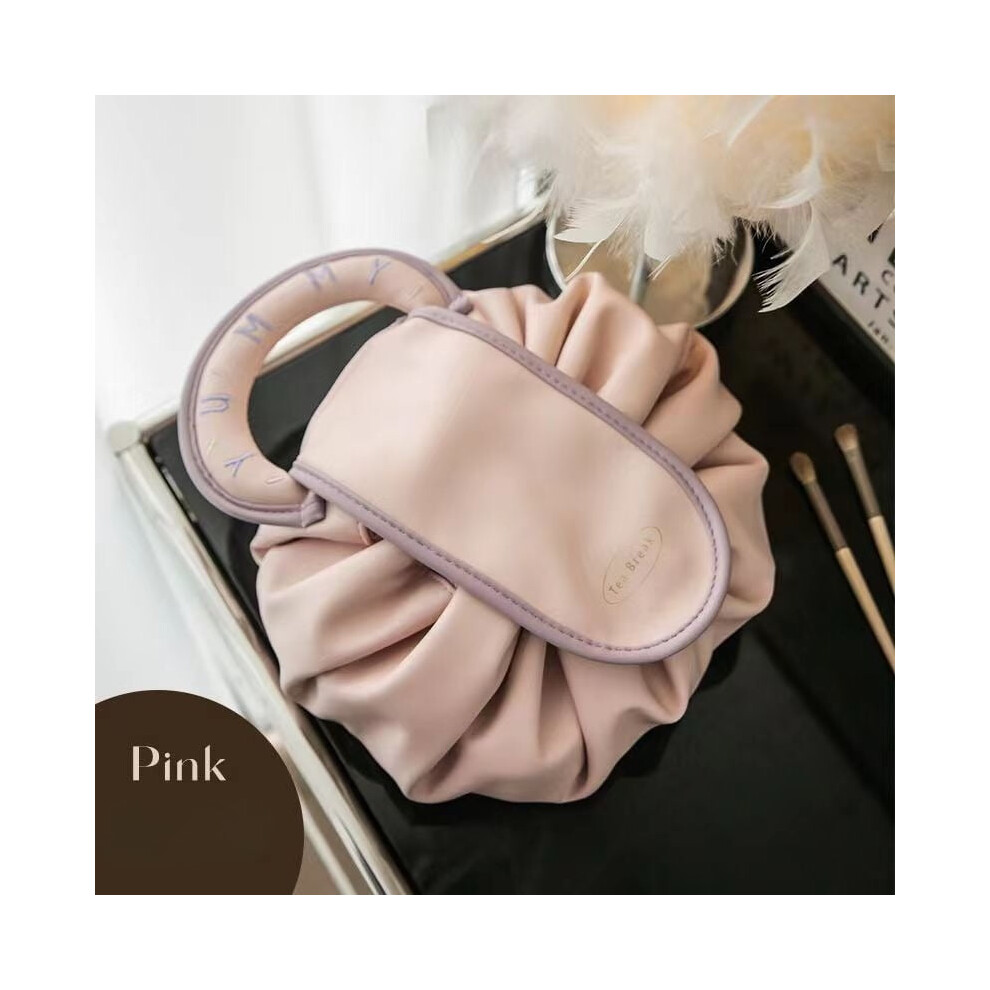 Portable makeup bag for women large capacity drawstring