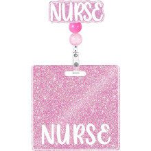Retractable Nurse Badge Cards Glittering Badge Reels Badges Holder for Doctor