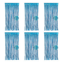 6Pcs Handmade Plastic Stage Backdrop Door Curtains-light blue