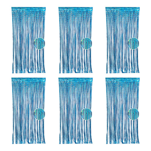 6Pcs Handmade Plastic Stage Backdrop Door Curtains-light blue