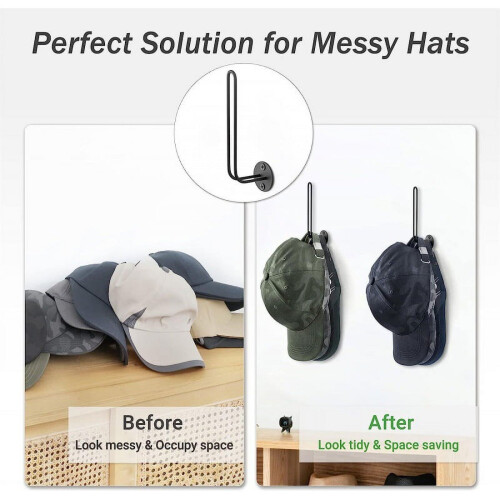 Wall-Mounted Hat Rack | Hat and Baseball Caps Organizer Space-Saving Storage Solution for Hats and Caps, for Entryway 1