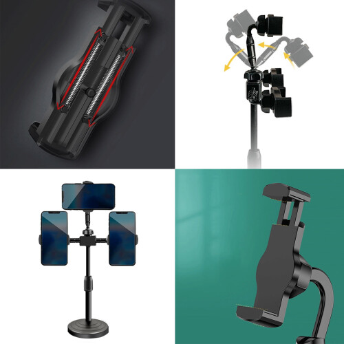 Triple Phone Mount with Telescopic Stand for Live Streaming 2
