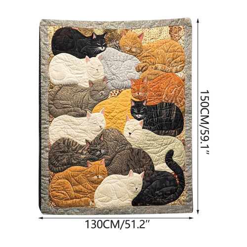 Flanelldecke mit Katzenmotiv, Polyester, warm, 3 Größen 1