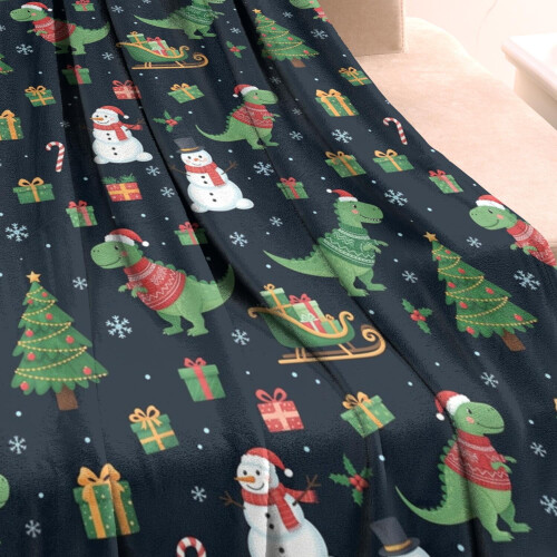 Christmas Dinosaur Blanket Soft Lamb Wool 40x50 Inch 2