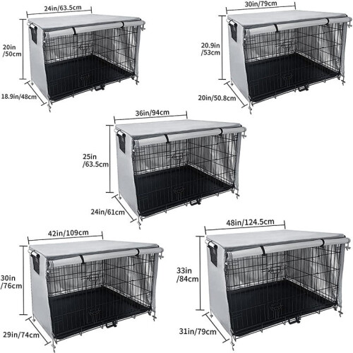 Capa para gaiola de cachorro Oxford 210D preta 42,9 x 29,1 x 29,9 polegadas 1