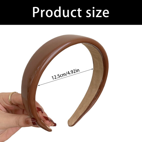 Κομψή κορδέλα μαλλιών με φαρδιά άκρα για γυναίκες, μαλακό δερμάτινο κάλυμμα 2