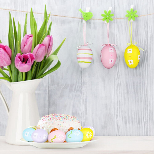 Easter Eggs Hanging Ornaments 12 Pcs Colorful 2