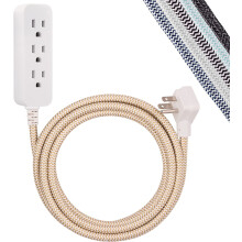 Regleta protectora contra sobretensiones, 3 tomas de corriente, cable trenzado de 3 metros.