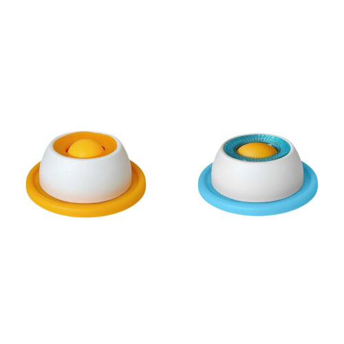 Blå & Gula Silikon Långsam Matare Slickbollar Set (2)