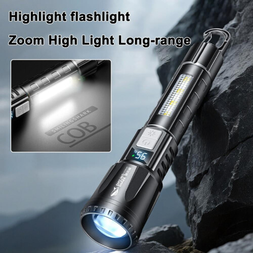 LED Flashlight with Hook, Telescopic Zoom & Side Light 1